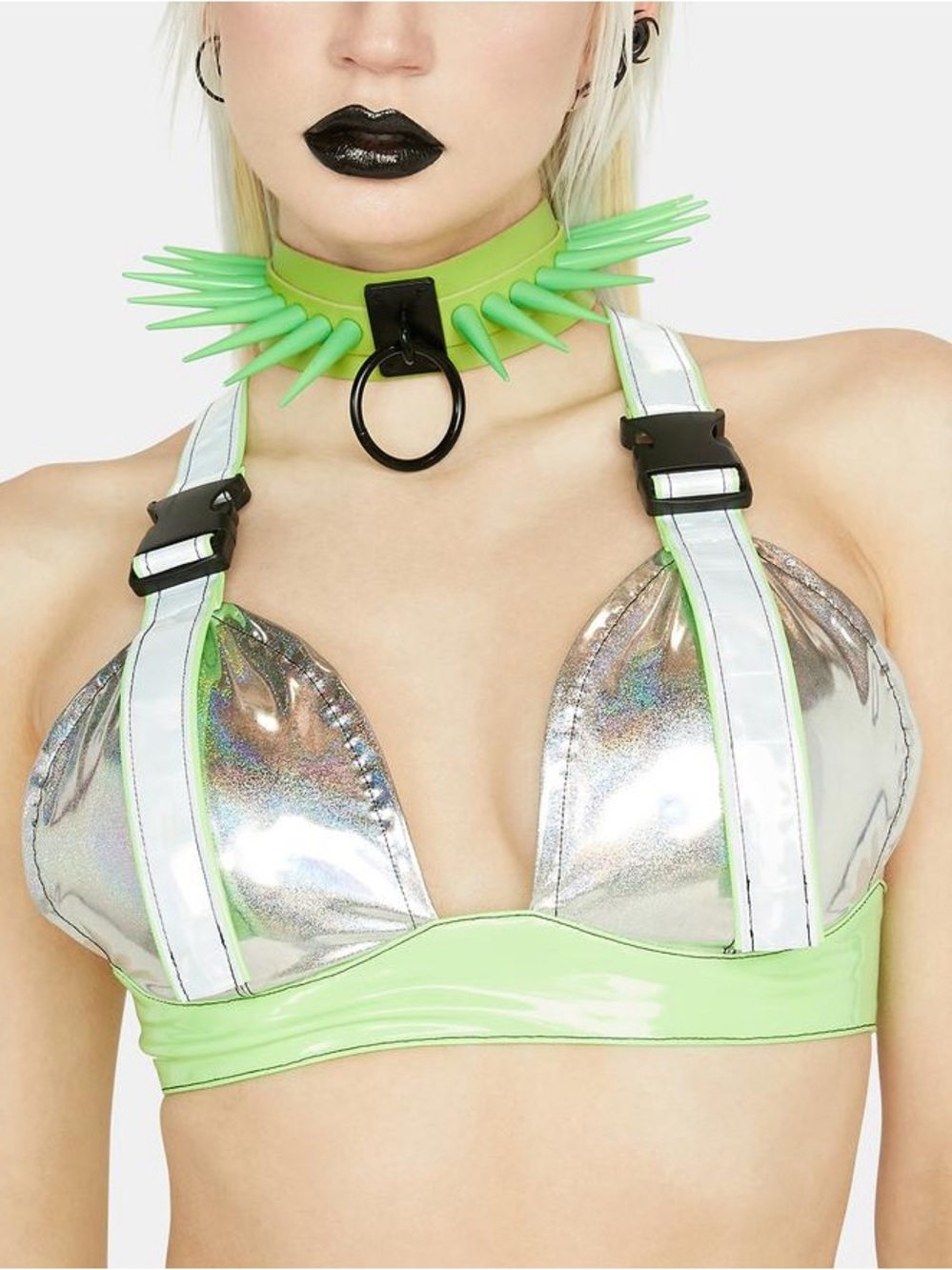 Red Night Gothic REFLECTIVE BUCKLE BRA